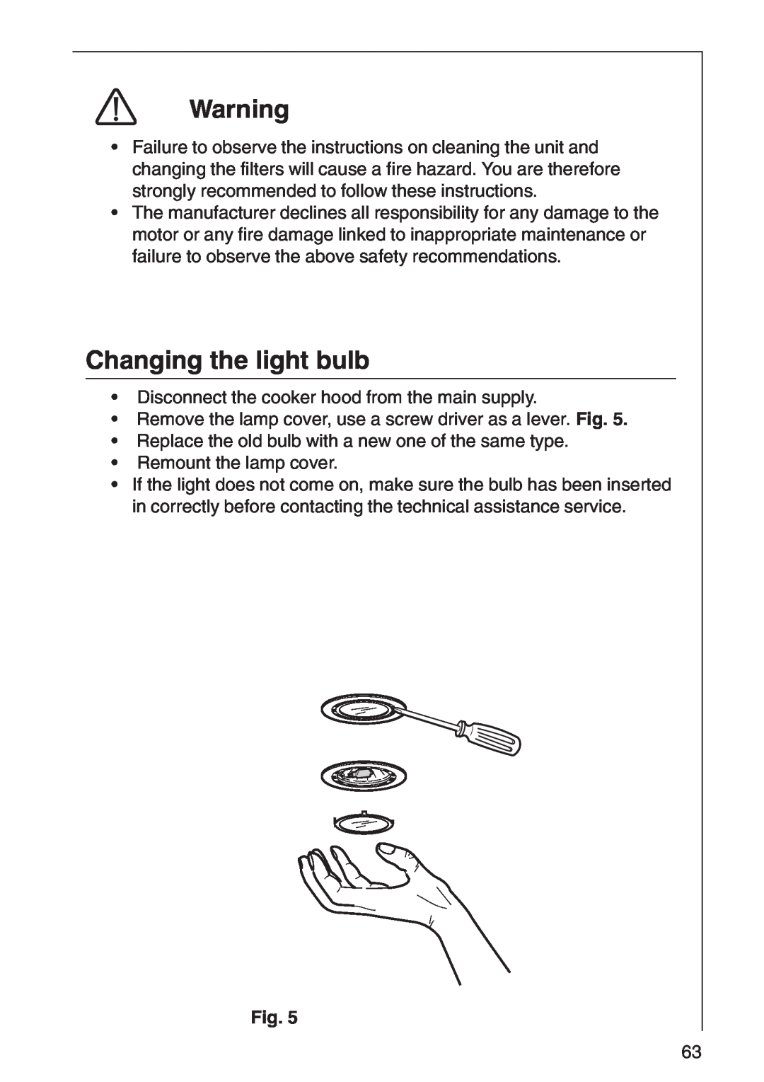 AEG 3000 D, 3010 D installation instructions Changing the light bulb 