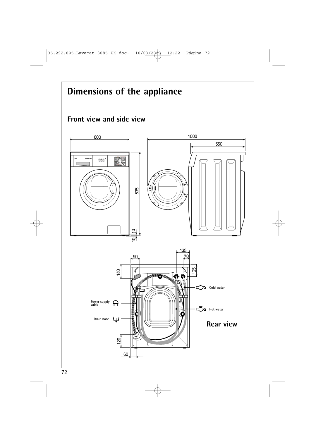 AEG 3085 manual Front view and side view 