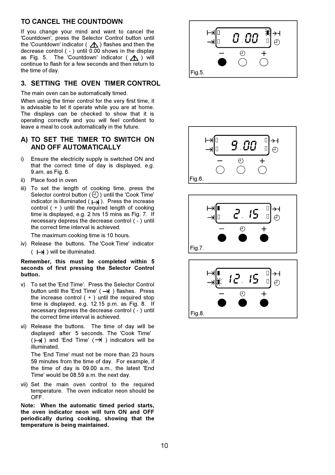 AEG 3210 BU To Cancel the Countdown, Setting the Oven Timer Control, To SET the Timer to Switch on and OFF Automatically 