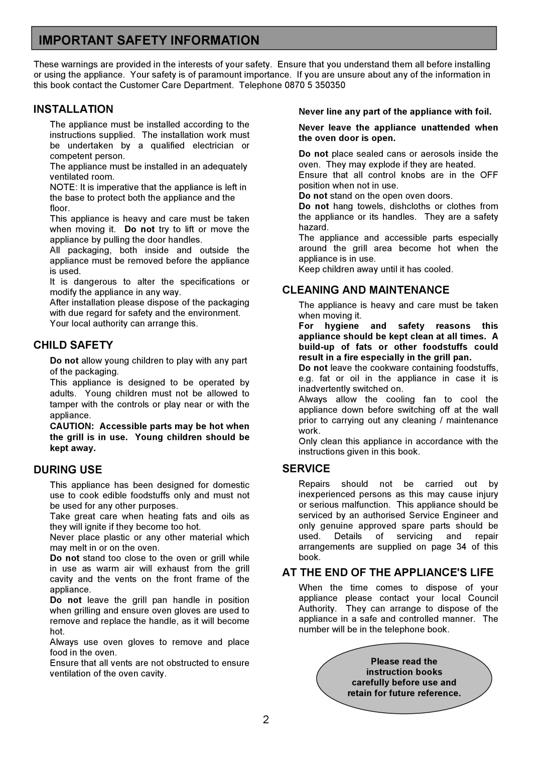 AEG 3210 BU installation instructions Important Safety Information 