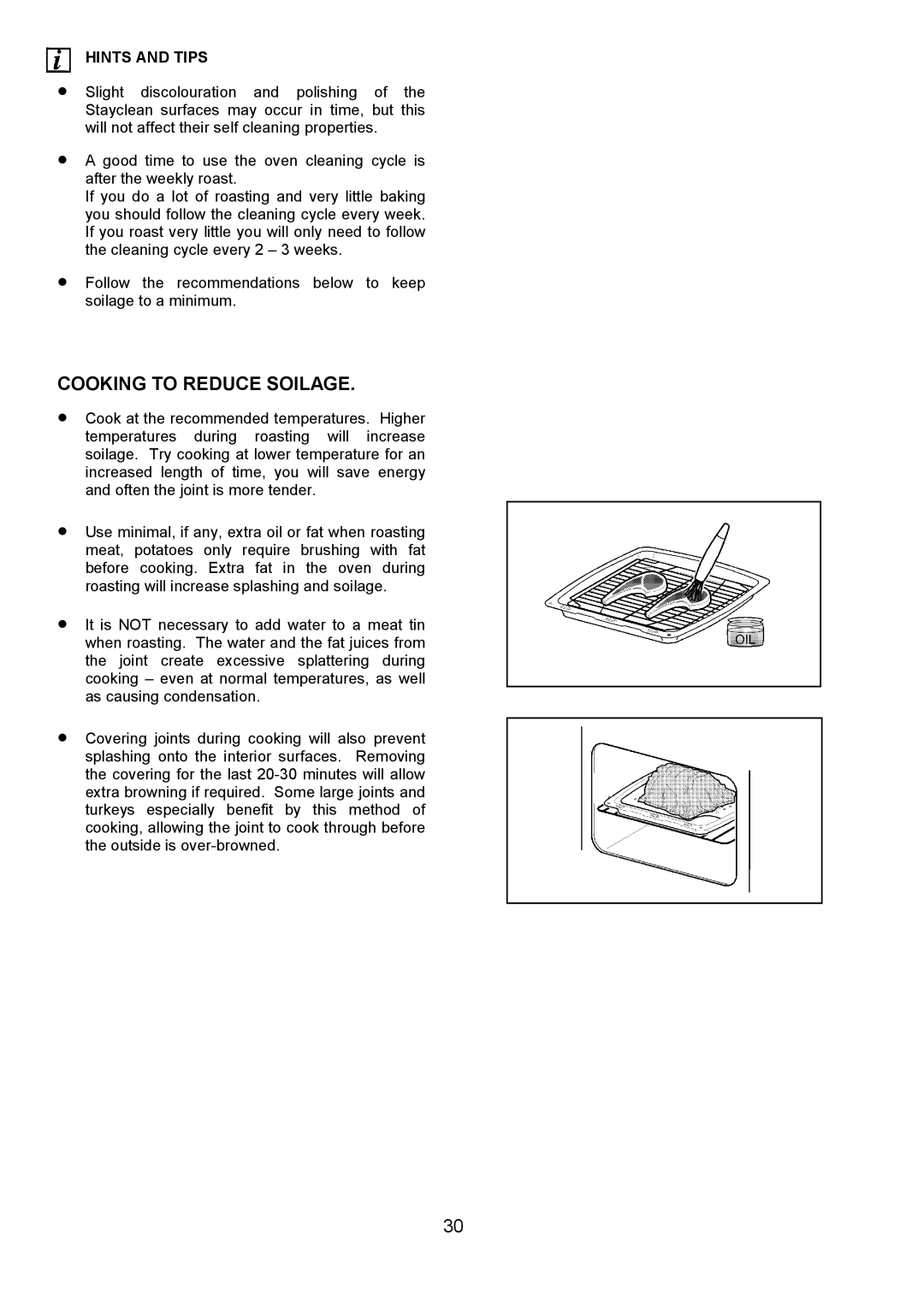 AEG 3210 BU installation instructions Cooking to Reduce Soilage 