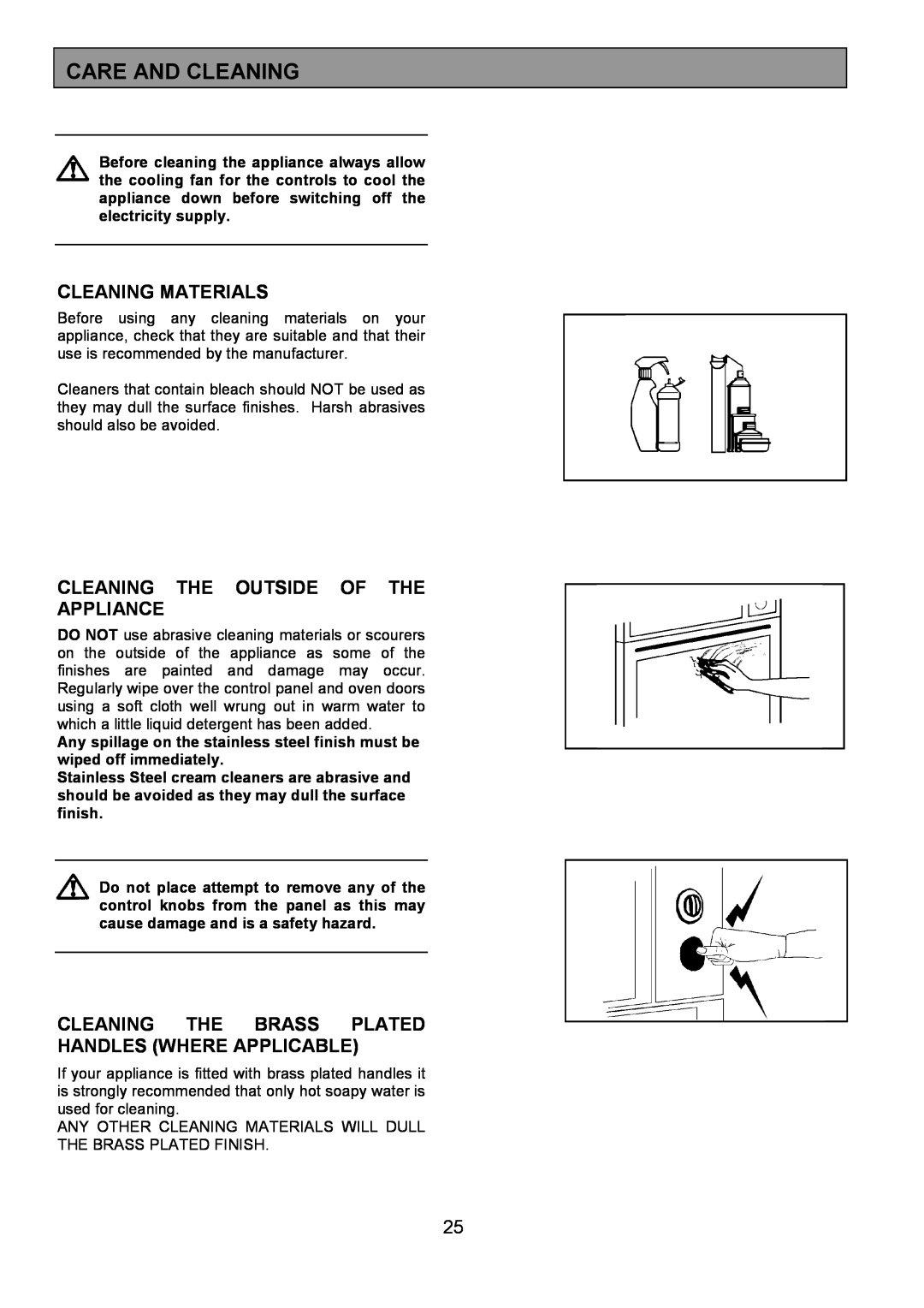 AEG 3210 BU installation instructions Care And Cleaning, Cleaning Materials, Cleaning The Outside Of The Appliance 