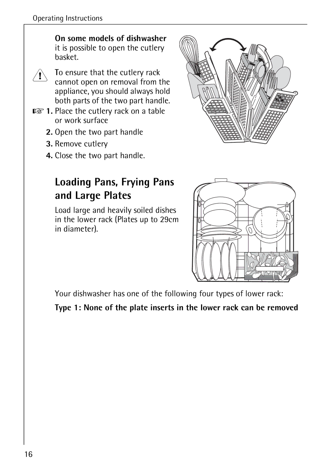 AEG 33060 I manual Loading Pans, Frying Pans Large Plates, Basket 