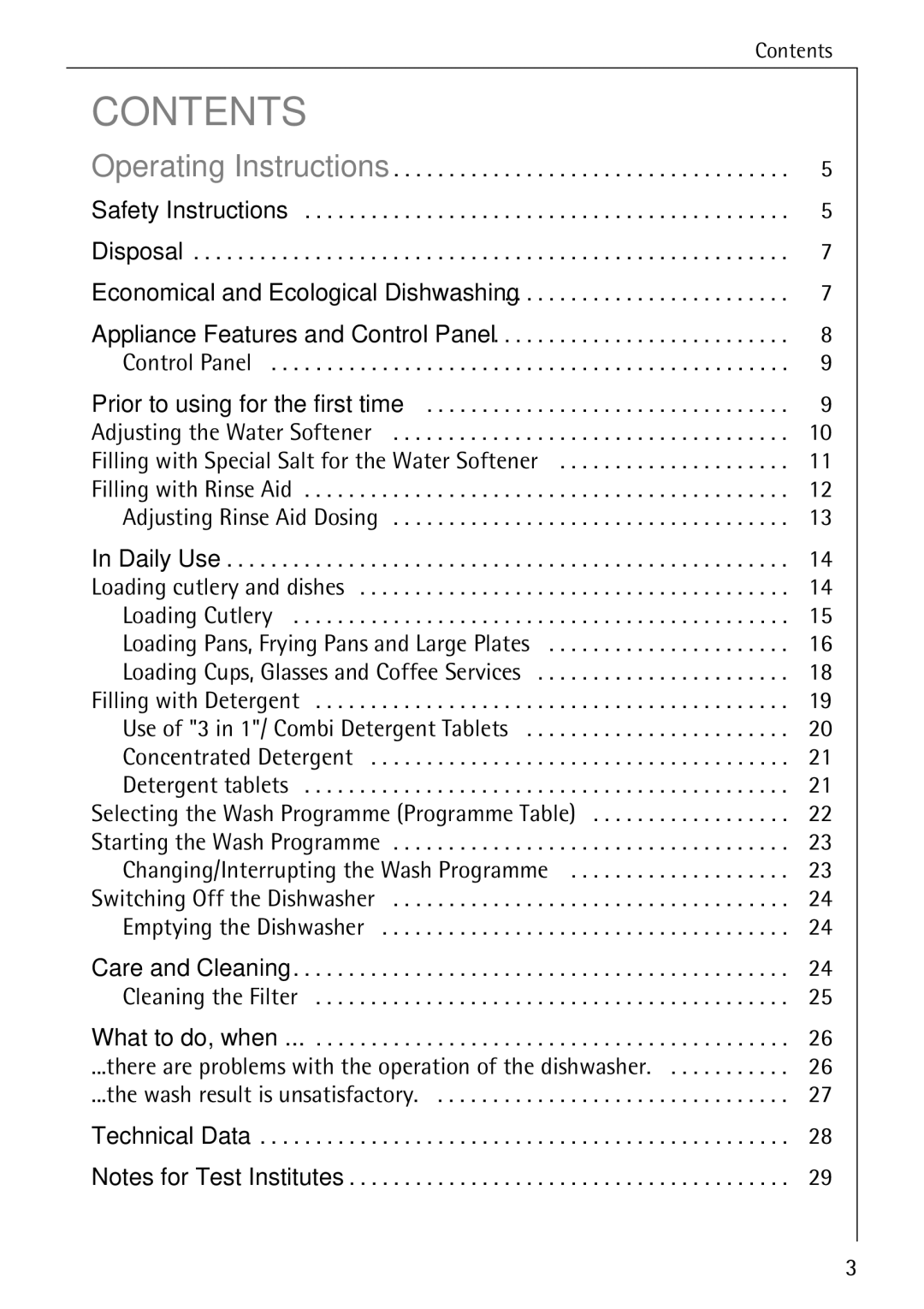 AEG 33060 I manual Contents 