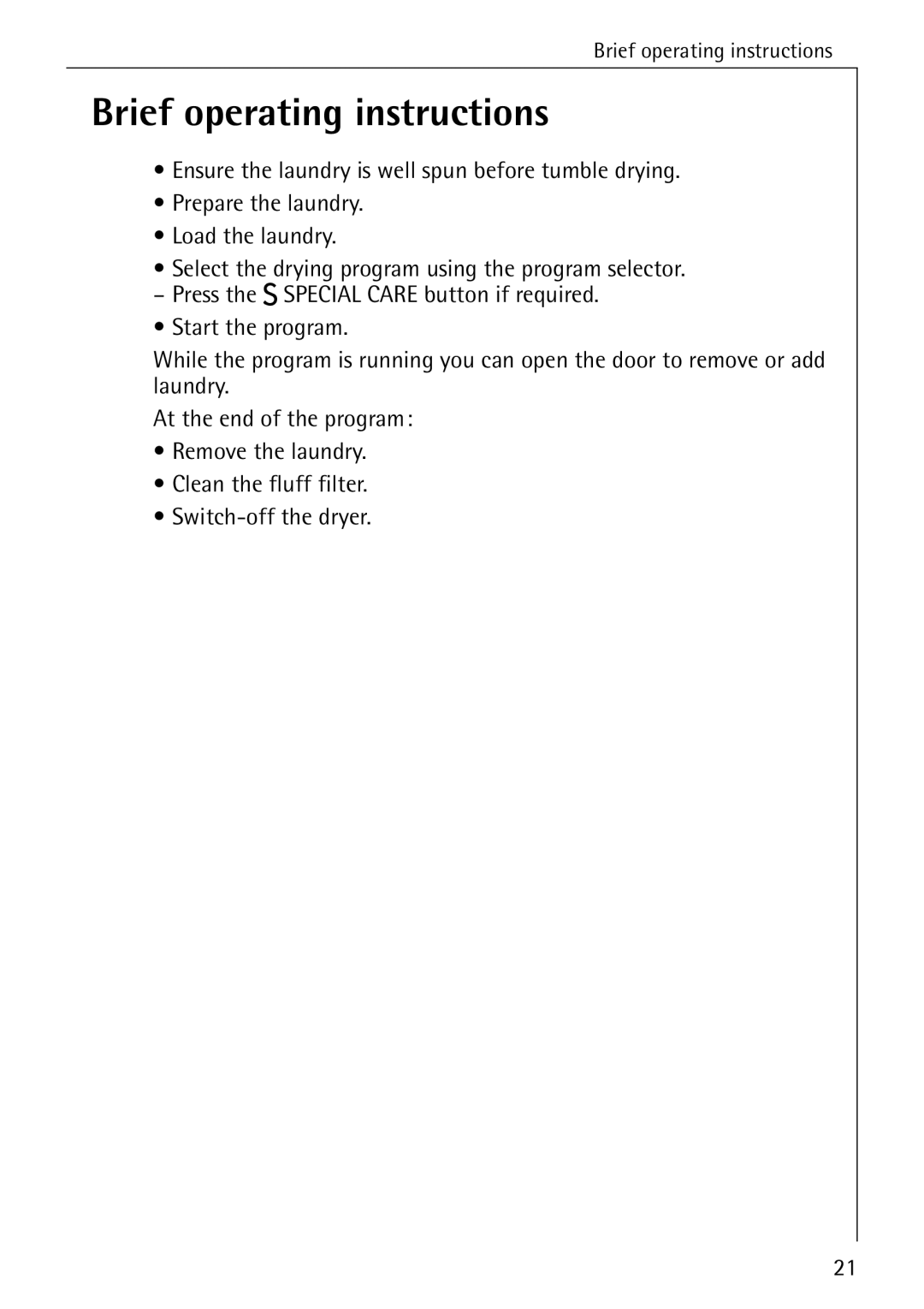 AEG 33600 installation instructions Brief operating instructions 