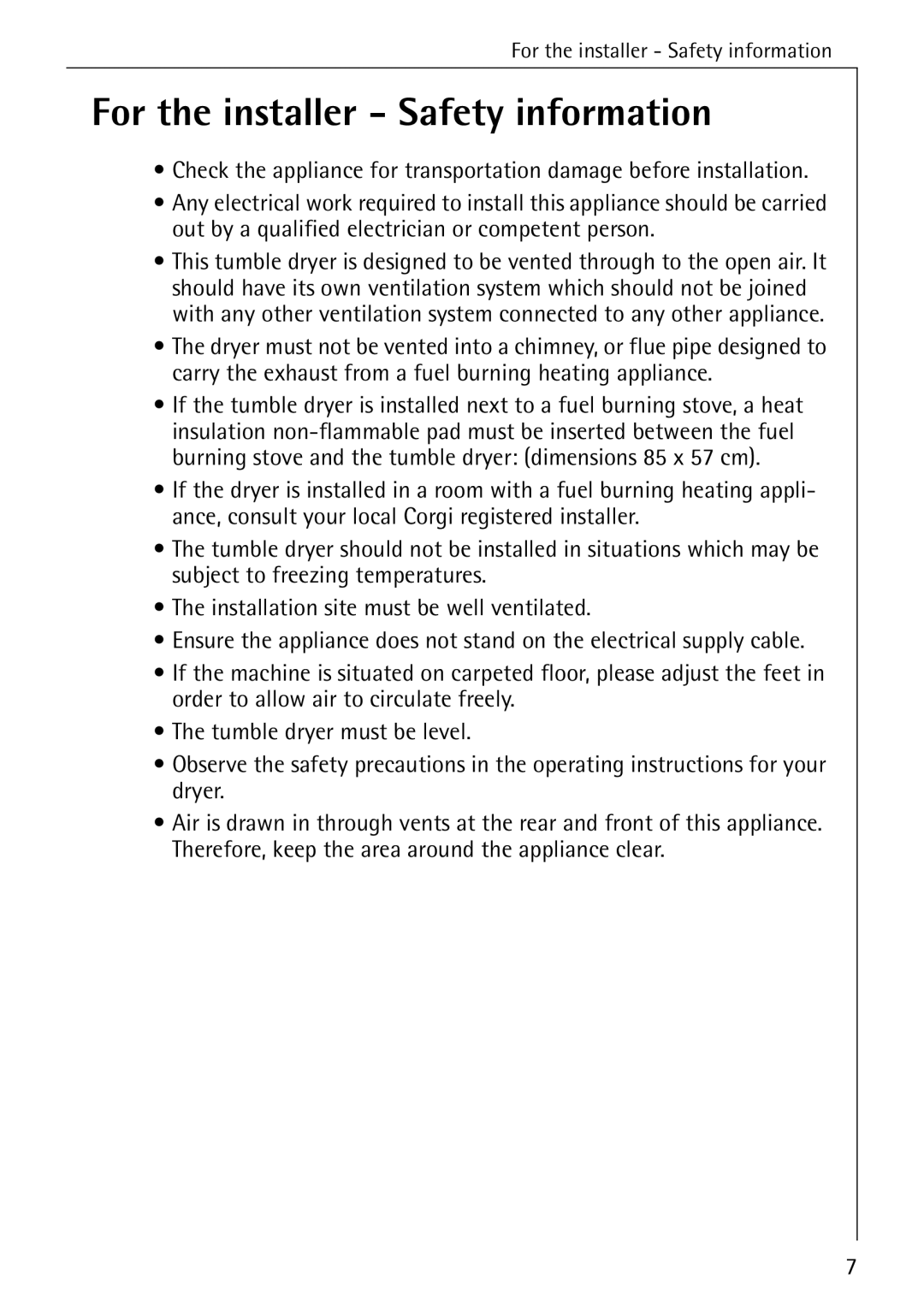 AEG 33600 installation instructions For the installer Safety information 