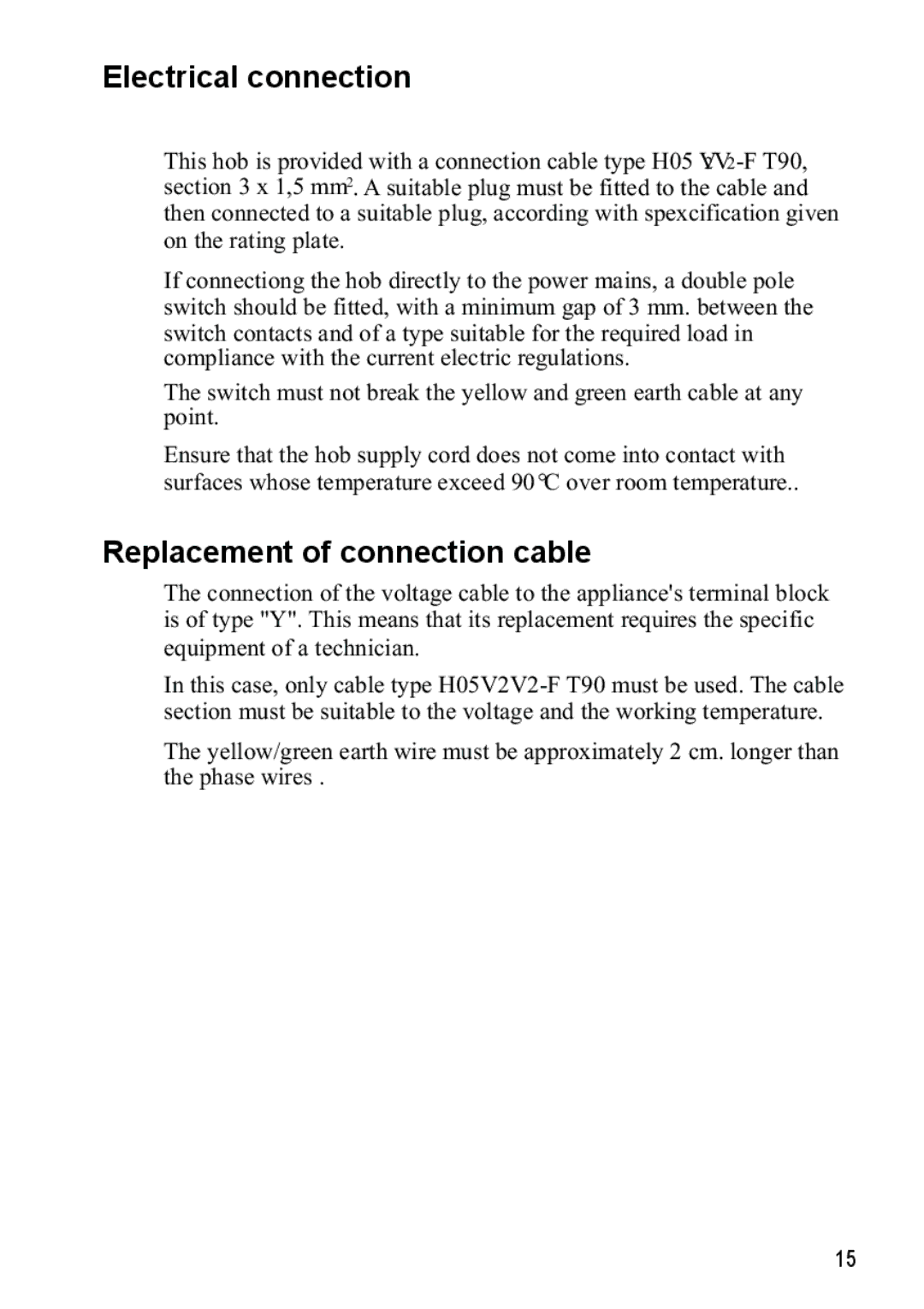 AEG 33620 DK-M manual Electrical connection 