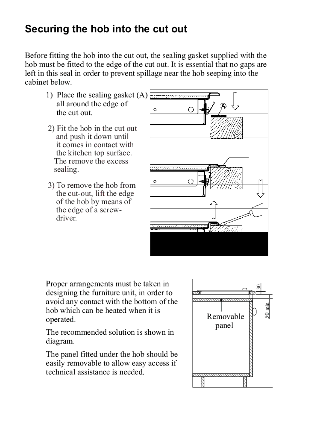 AEG 33620 DK-M manual Securing the hob into the cut out 