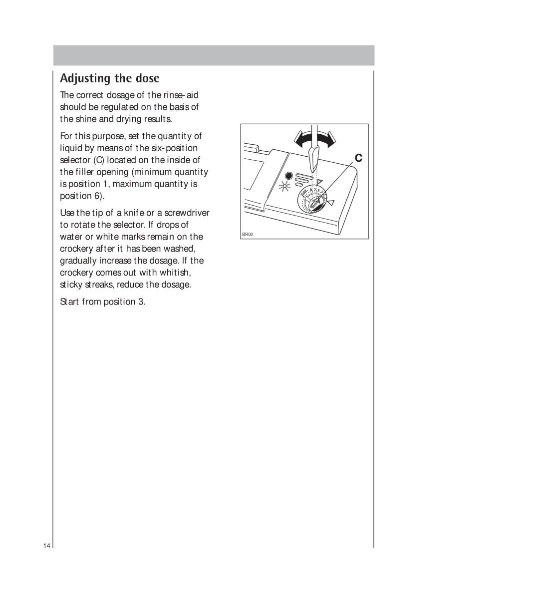 AEG 34350 I manual Adjusting the dose 