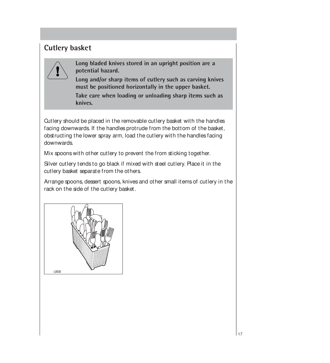 AEG 34350 I manual Cutlery basket 