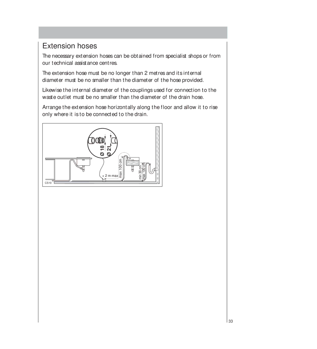 AEG 34350 I manual Extension hoses 