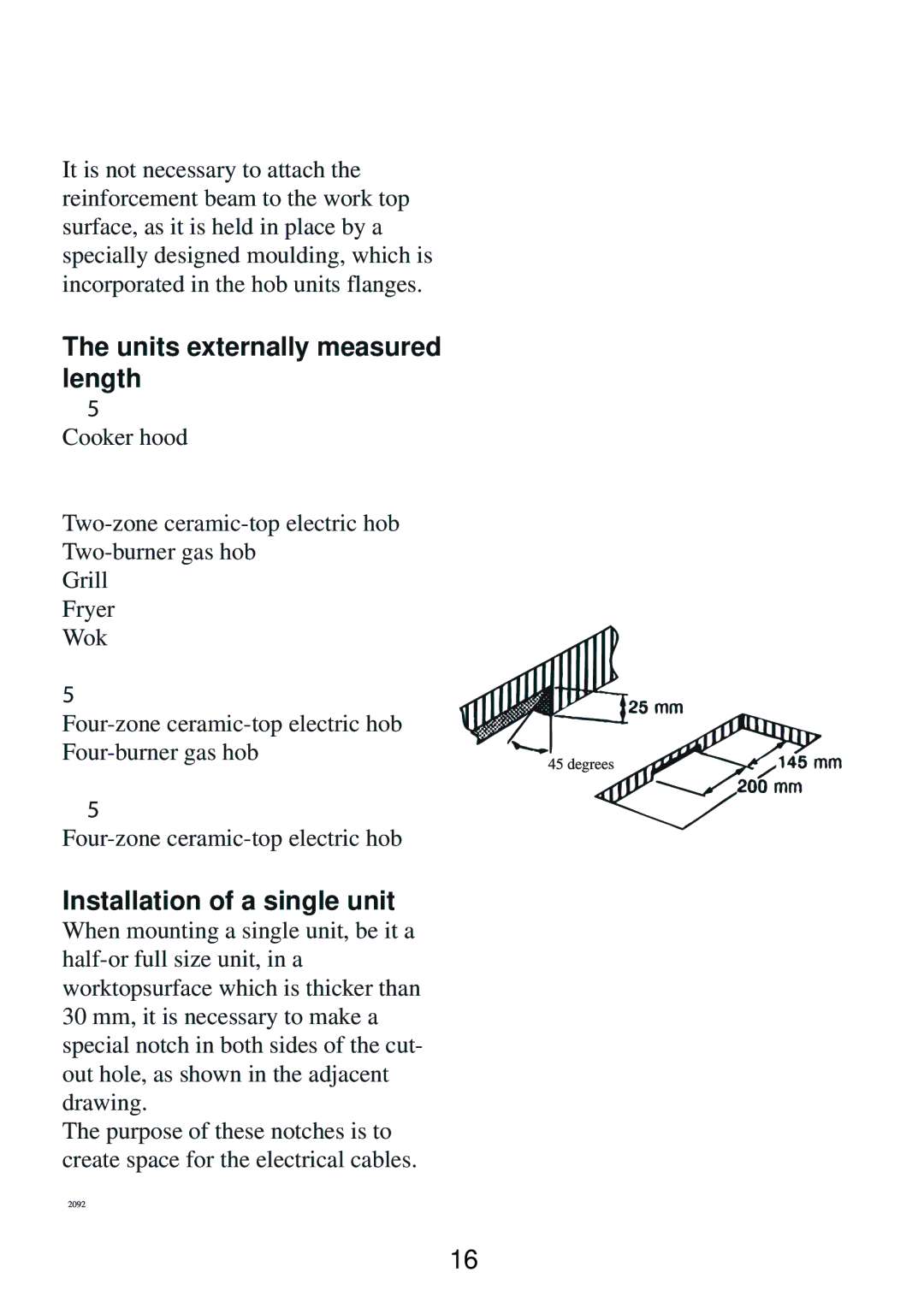 AEG 3531 WK-M GB 949600835 Units externally measured length, Installation of a single unit, Mm Cooker hood 290 mm, 580 mm 