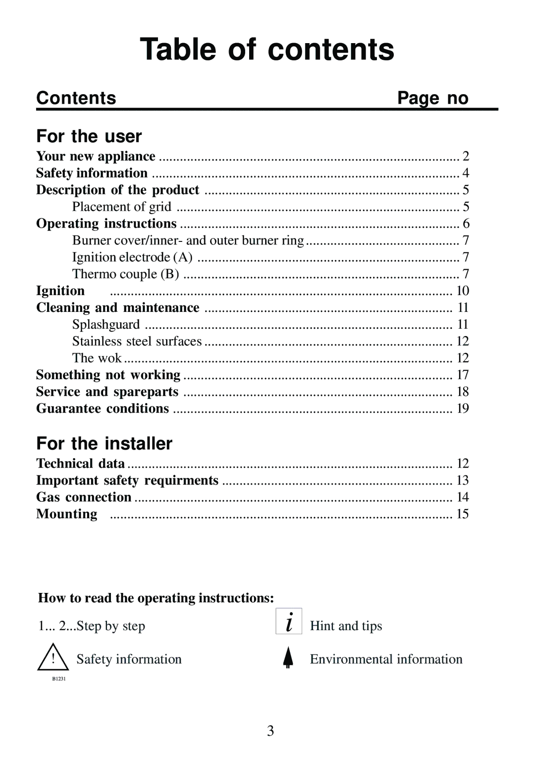 AEG 3531 WK-M GB 949600835 manual Table of contents 