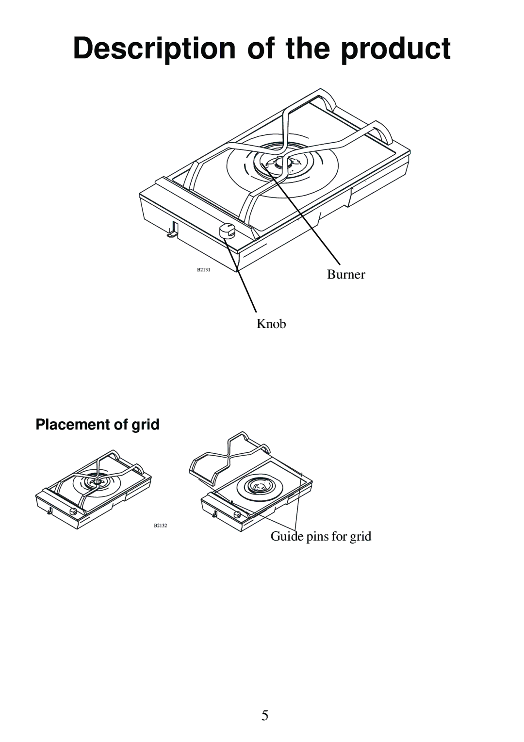 AEG 3531 WK-M GB 949600835 manual Description of the product, Placement of grid 