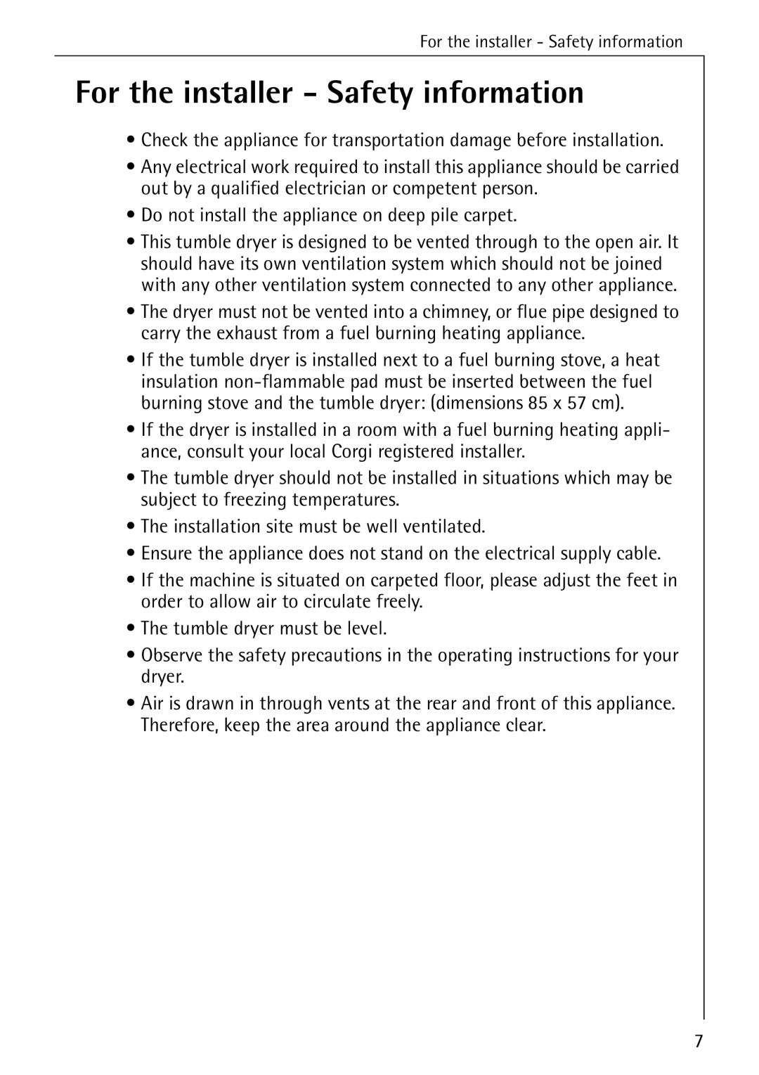 AEG 35600 installation instructions For the installer Safety information 