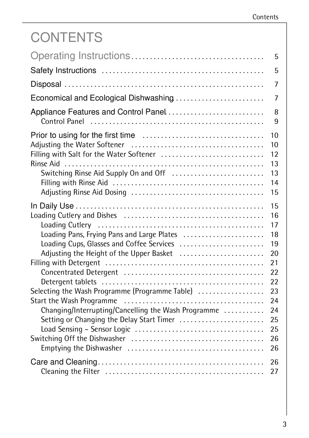 AEG 3A manual Contents 