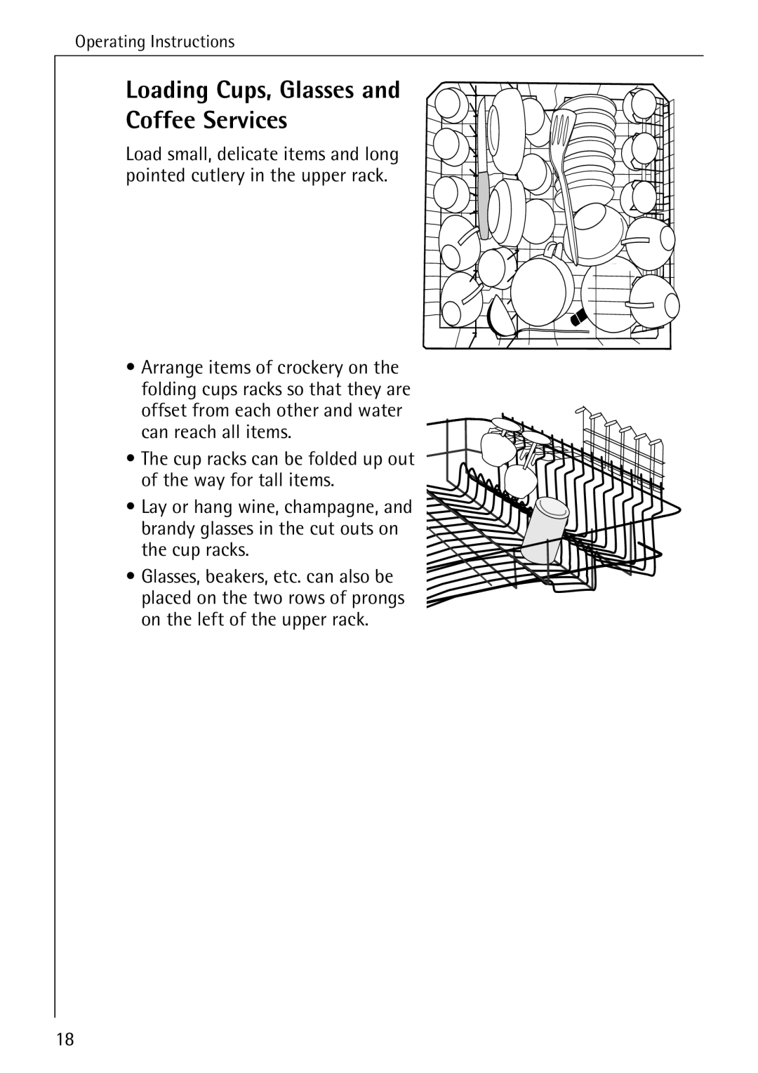 AEG 40260 I manual Loading Cups, Glasses and Coffee Services 