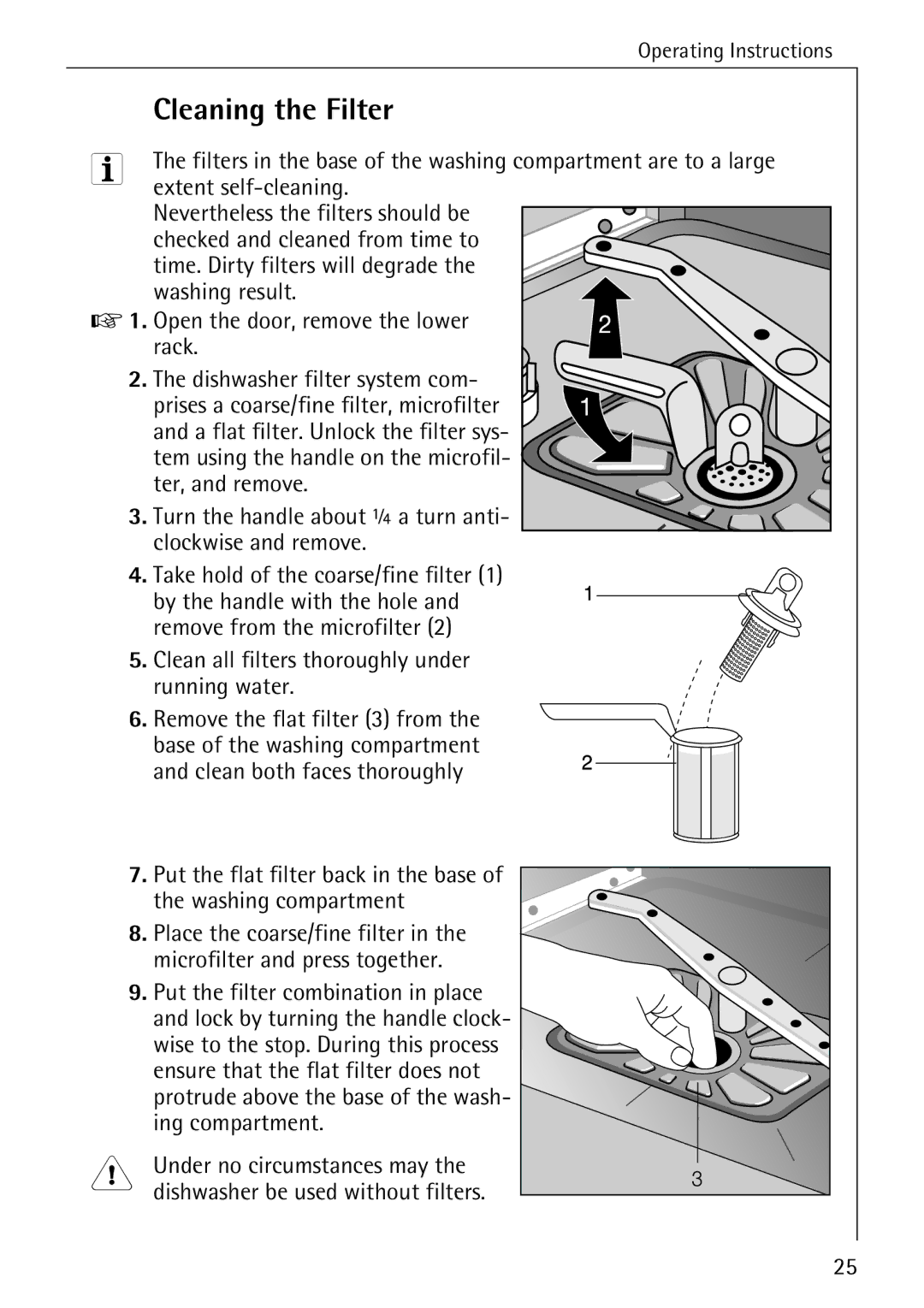 AEG 40260 I manual Cleaning the Filter 