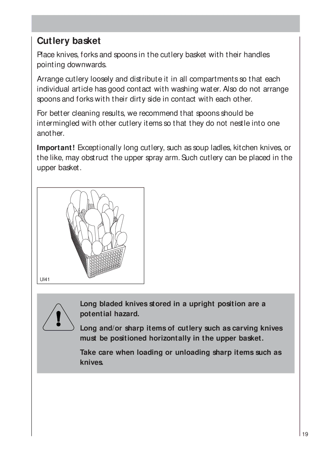 AEG 403 manual Cutlery basket 