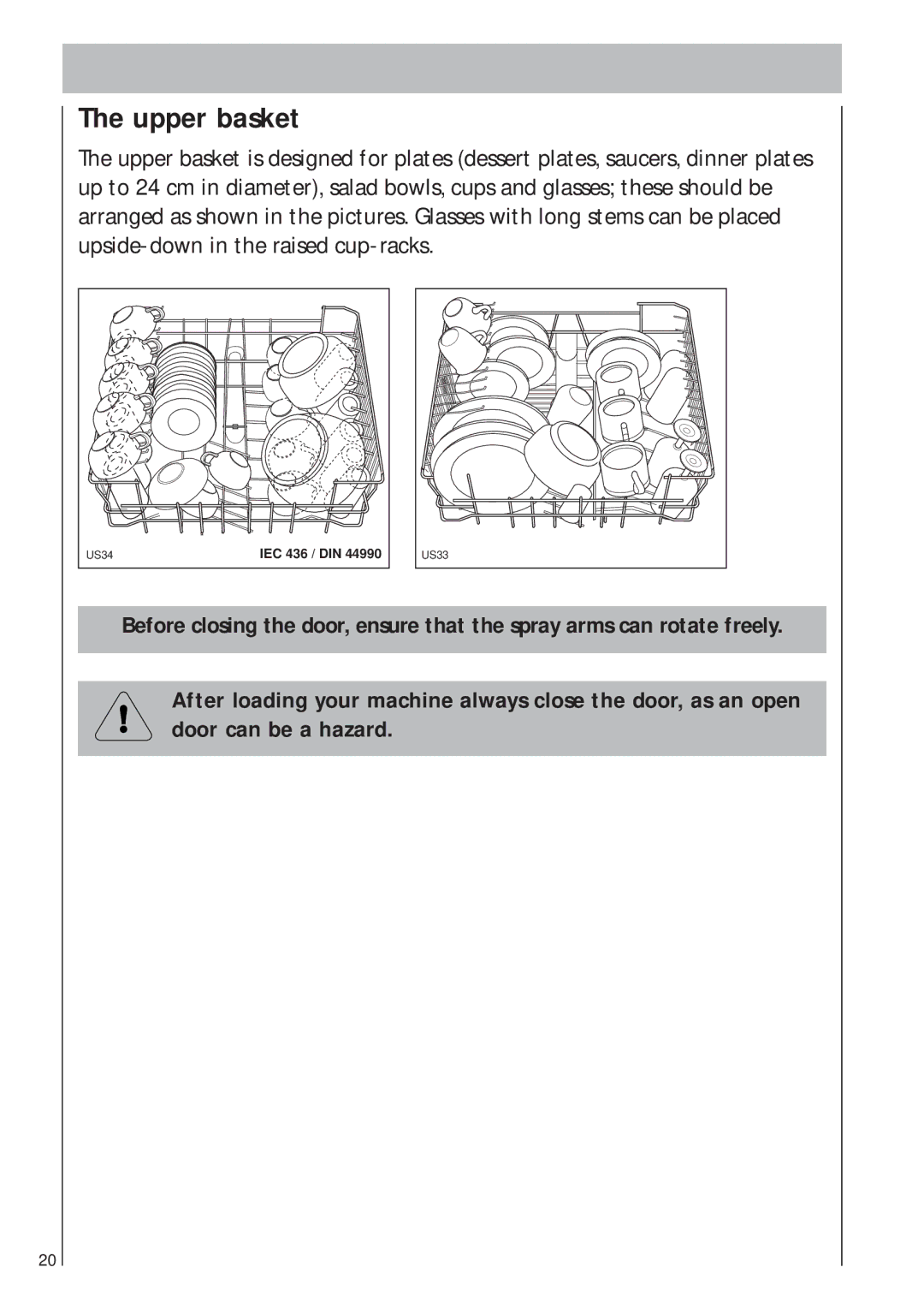 AEG 403 manual Upper basket 