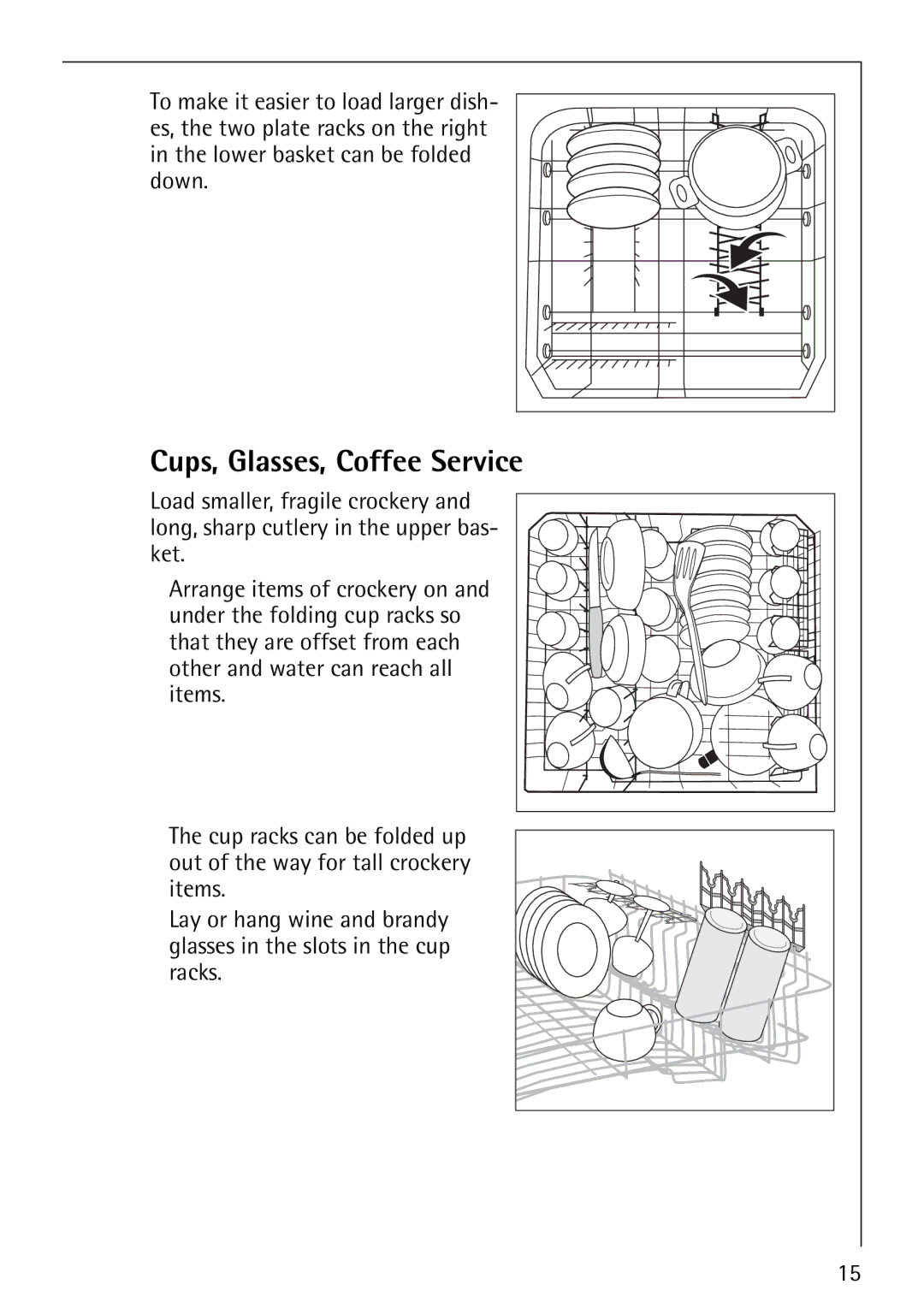 AEG 40660 manual Cups, Glasses, Coffee Service 