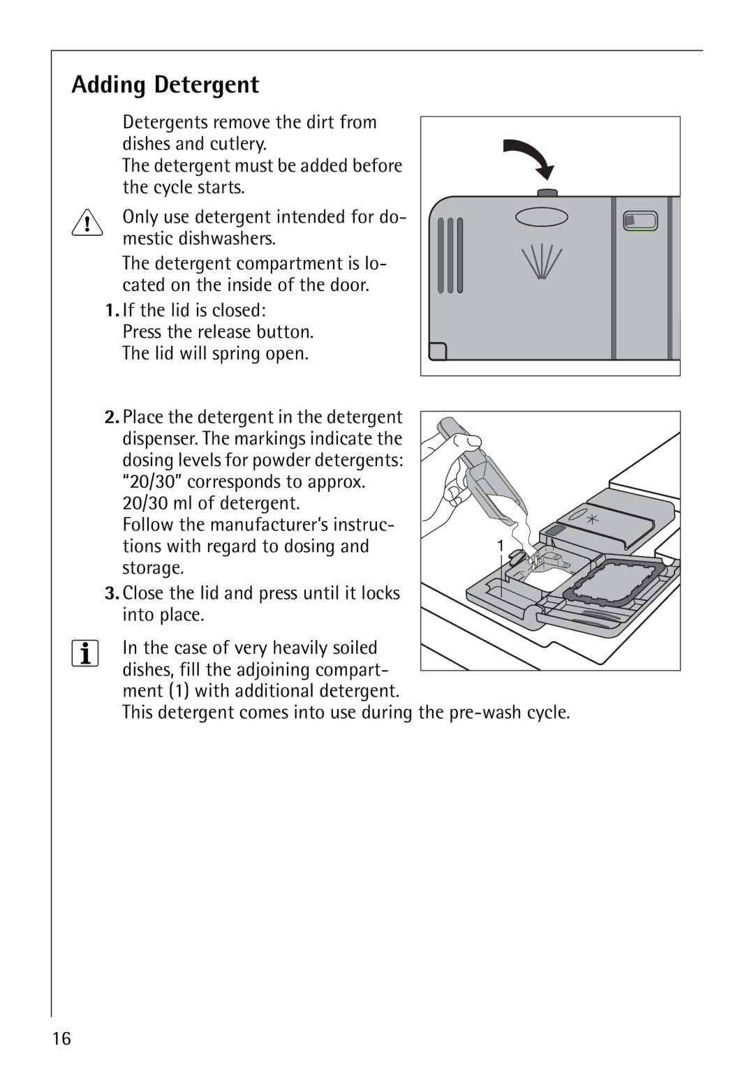 AEG 40660 manual Adding Detergent 