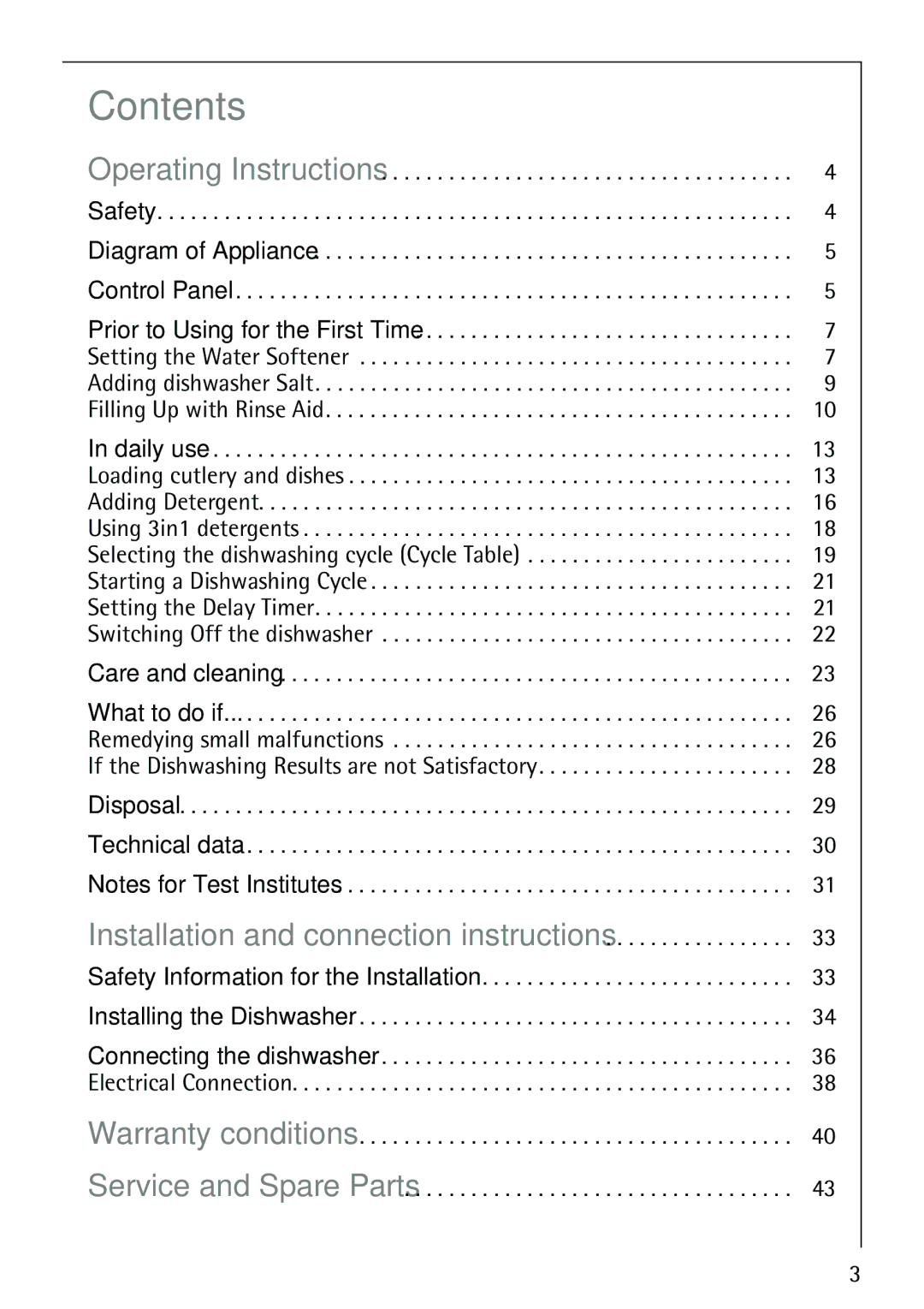 AEG 40660 manual Contents 