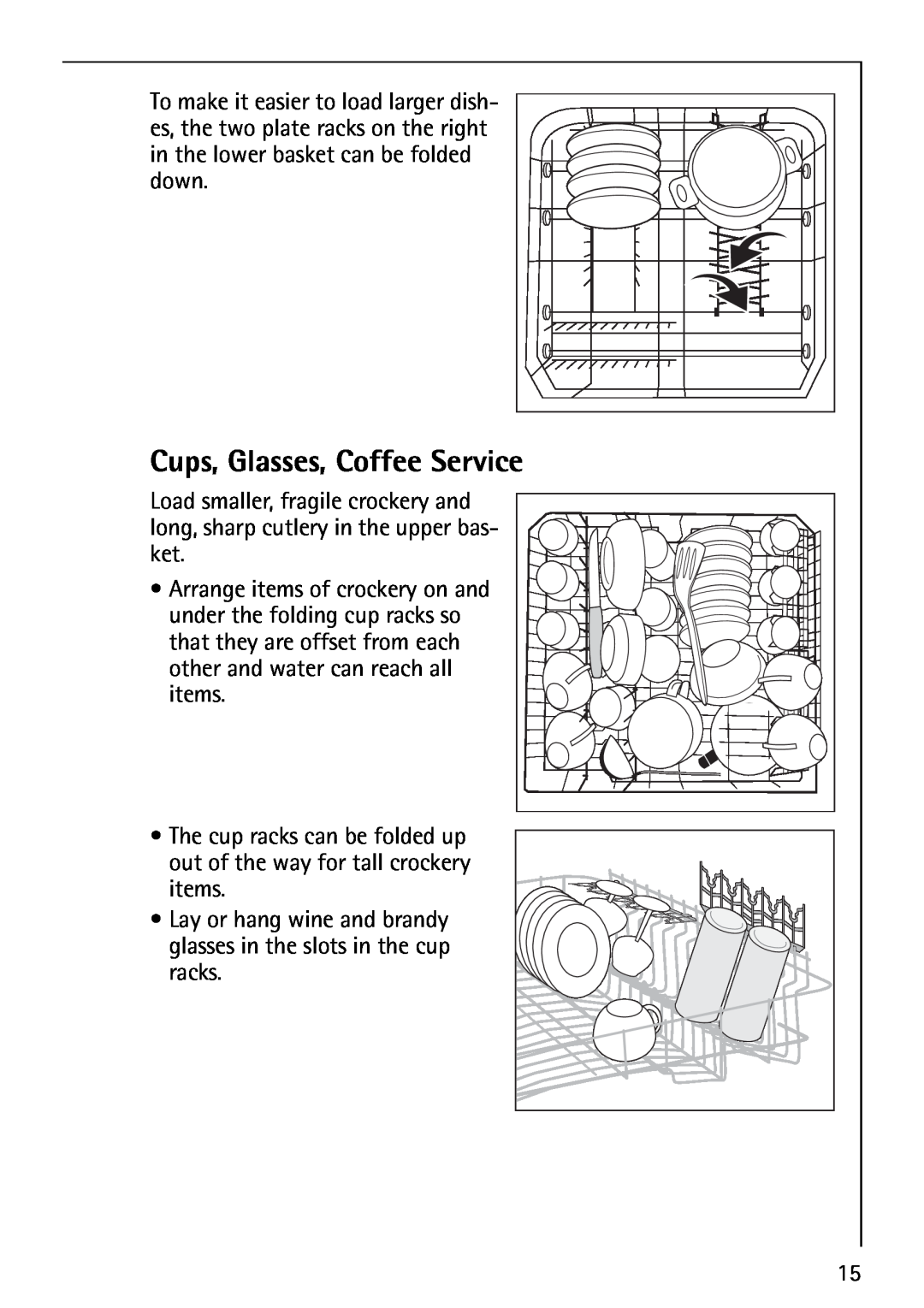 AEG 40660 manual Cups, Glasses, Coffee Service 