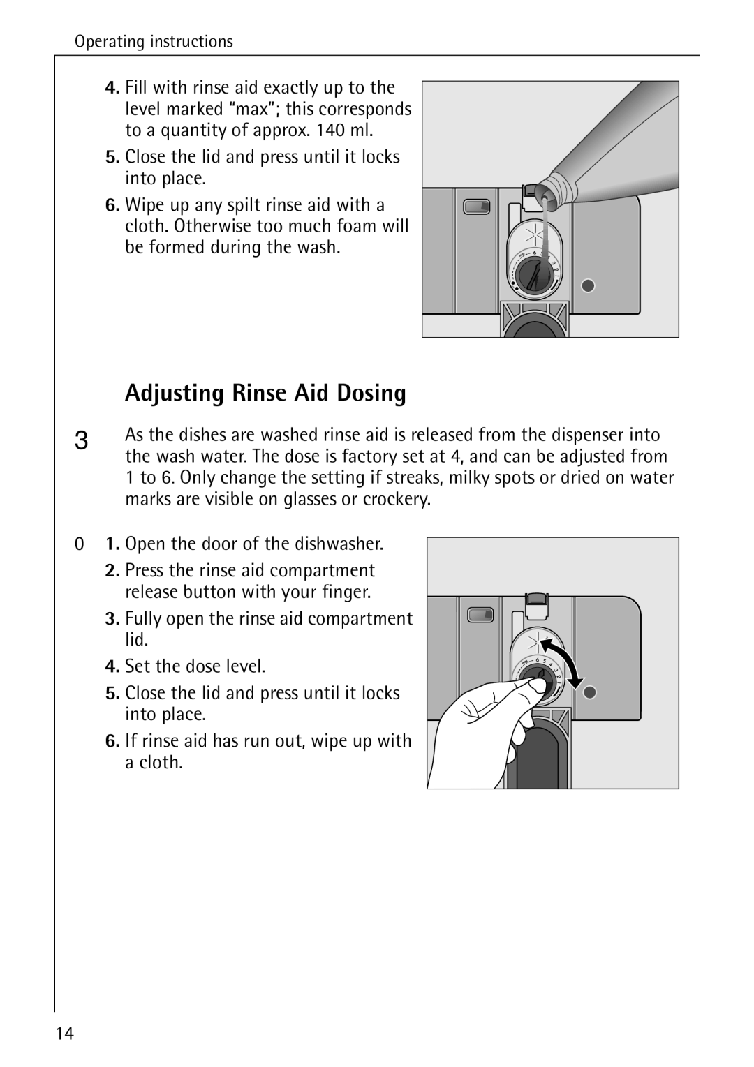 AEG 4070 manual Adjusting Rinse Aid Dosing 