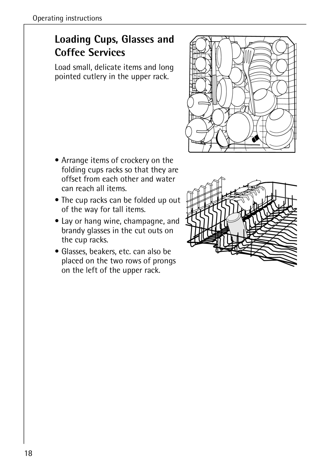 AEG 4070 manual Loading Cups, Glasses and Coffee Services 