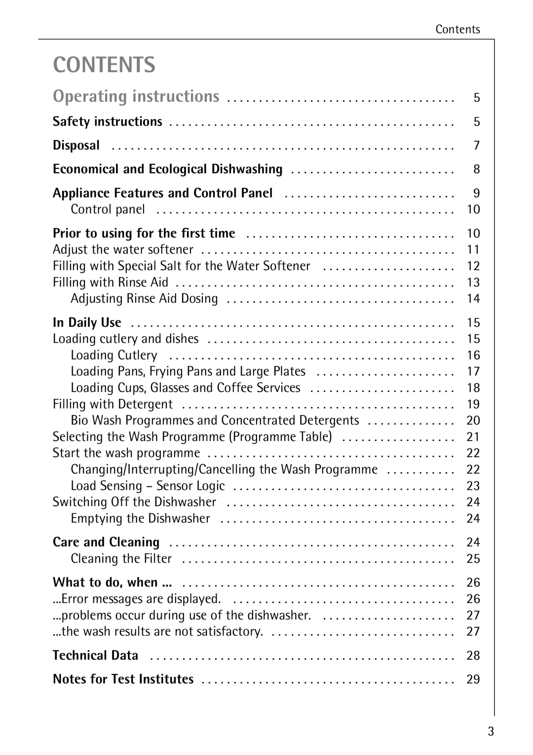 AEG 4070 manual Contents 