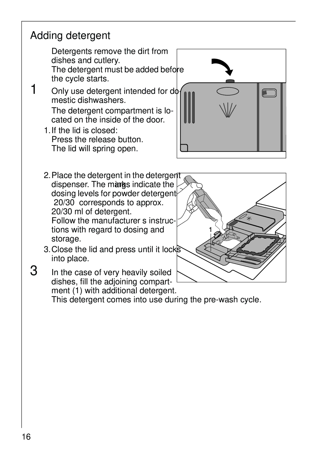 AEG 40730 manual Adding detergent 