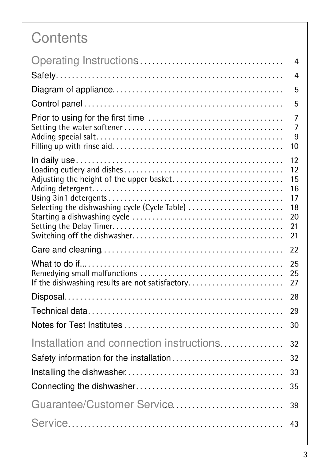 AEG 40730 manual Contents 