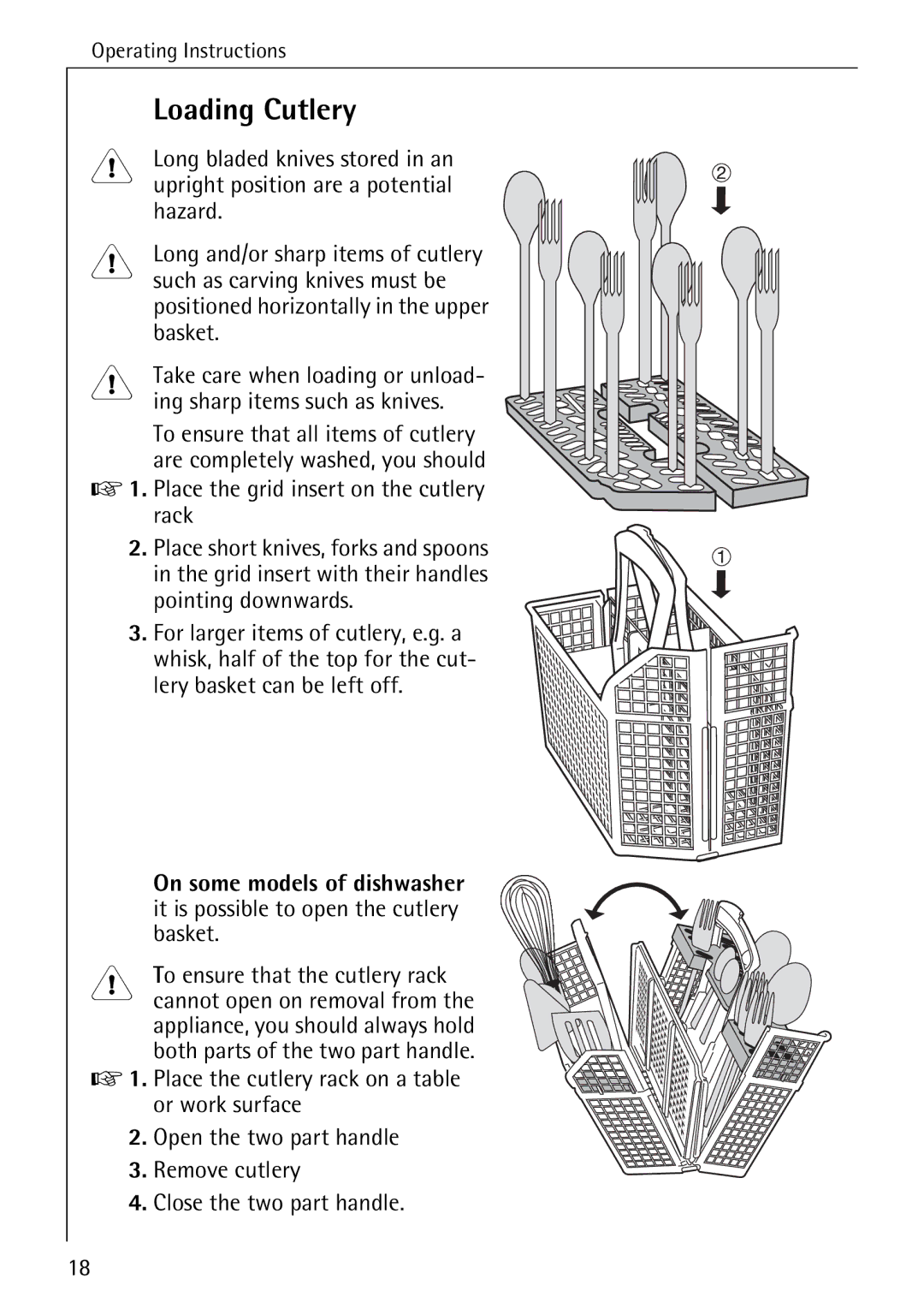 AEG 40740 manual Loading Cutlery 