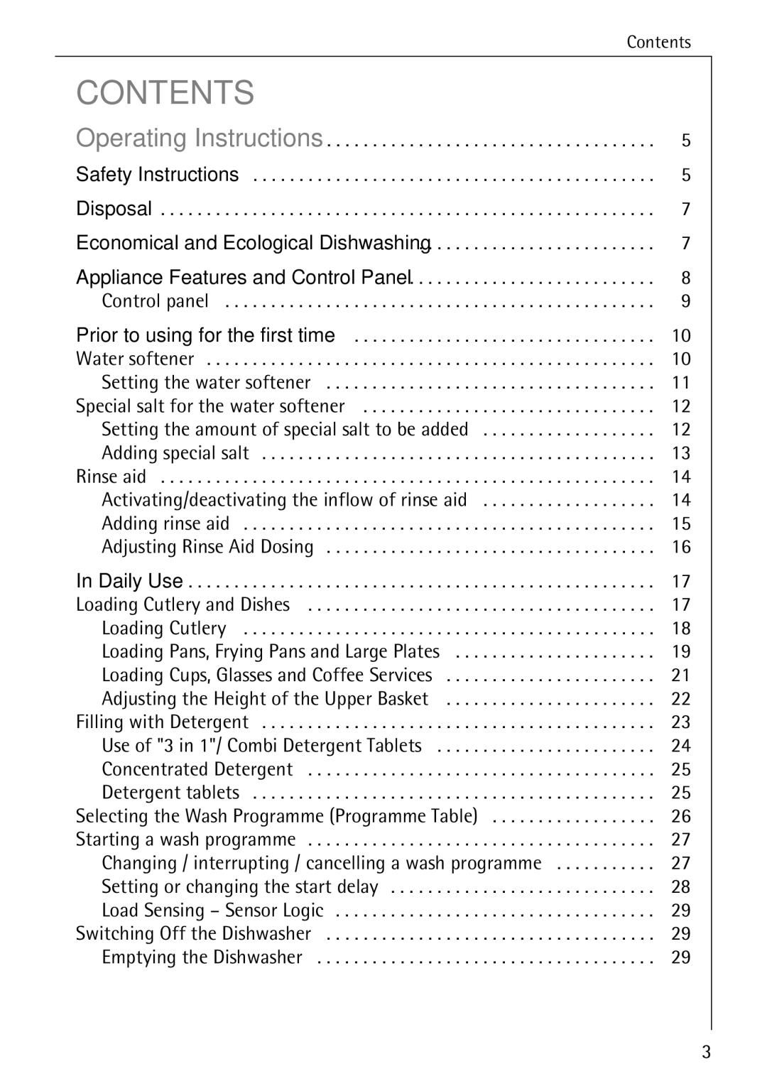 AEG 40740 manual Contents 