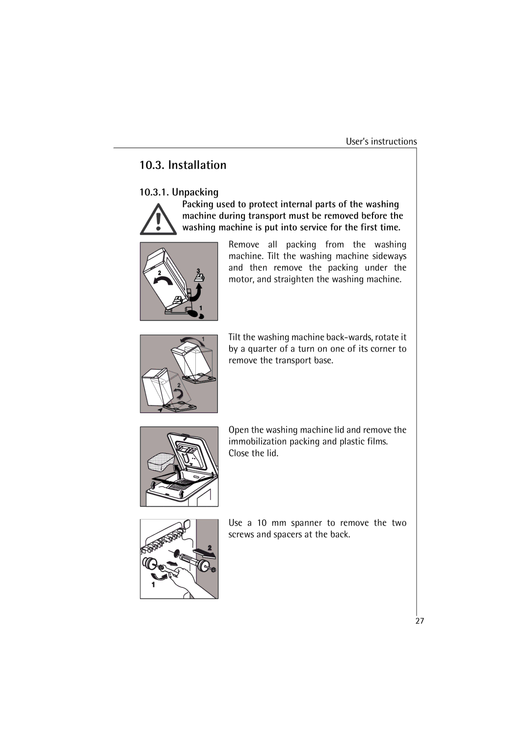 AEG 40810, 40820 manual Installation, User’s instructions 