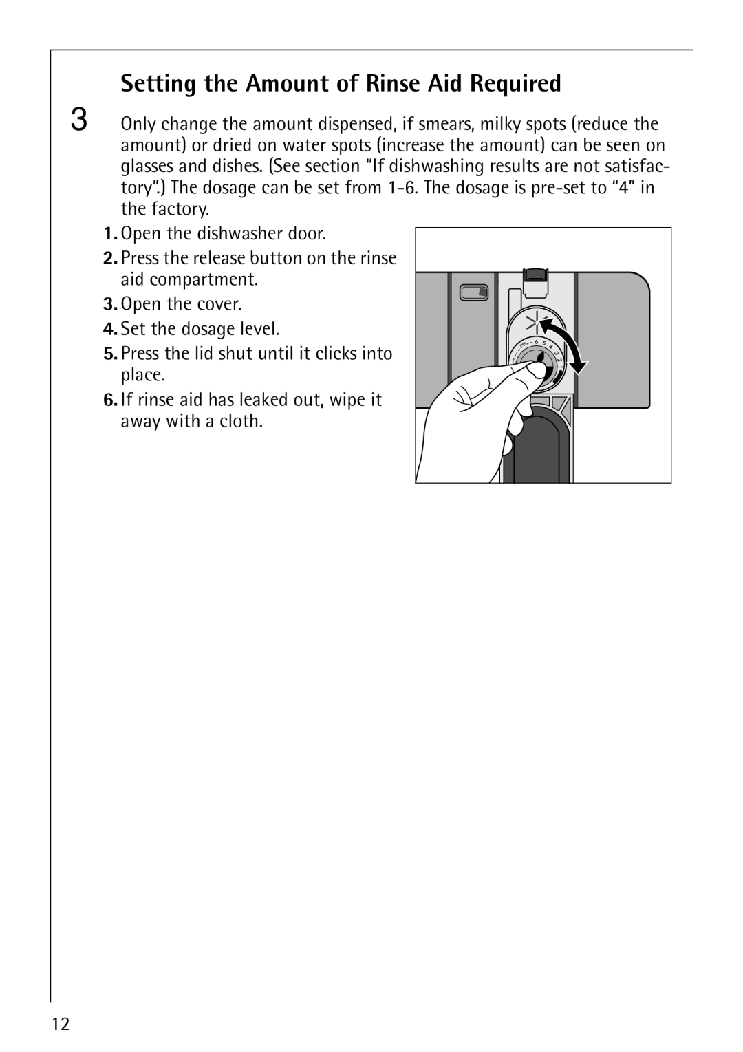 AEG 40850 manual Setting the Amount of Rinse Aid Required 