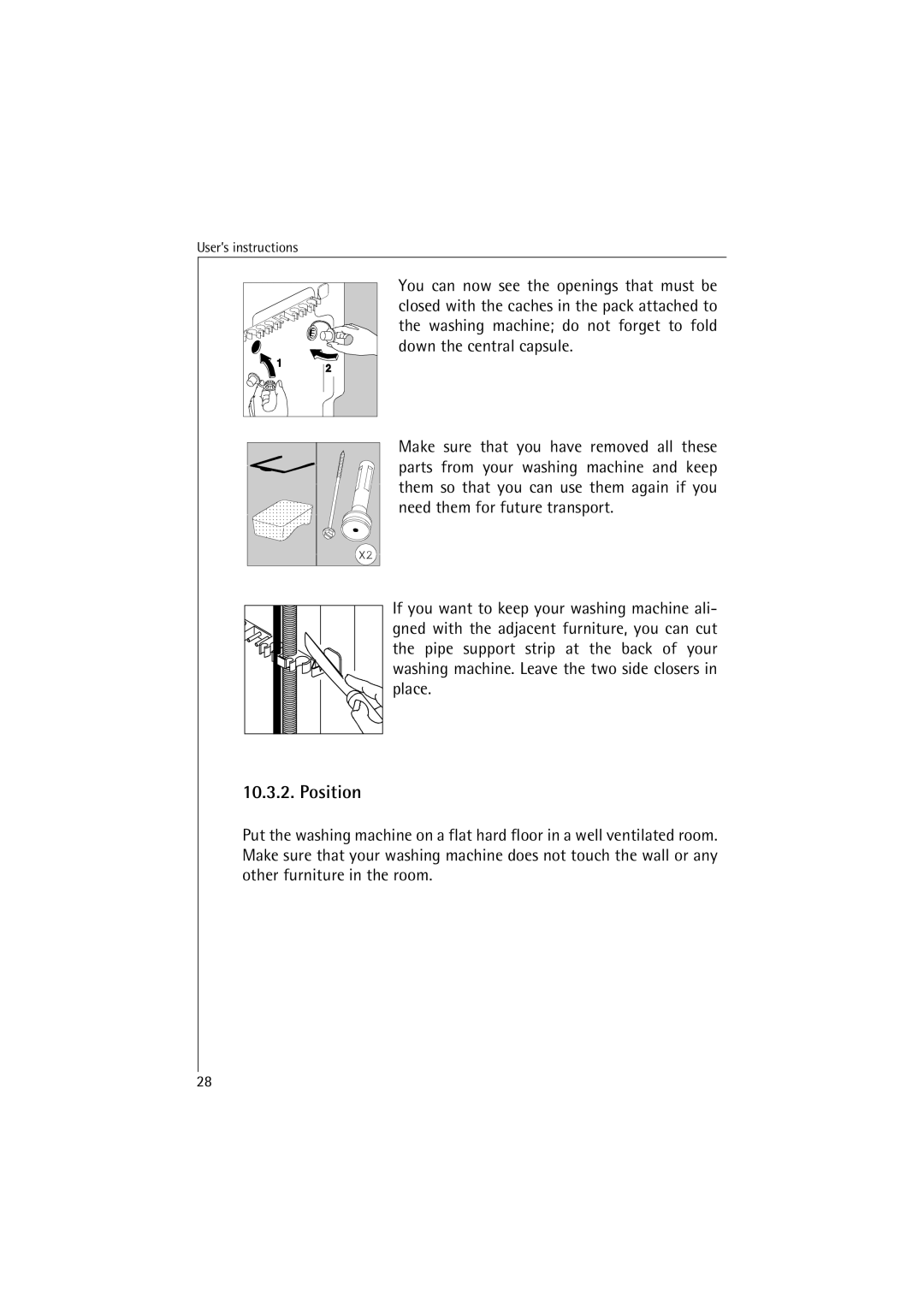 AEG 40850 manual Position 