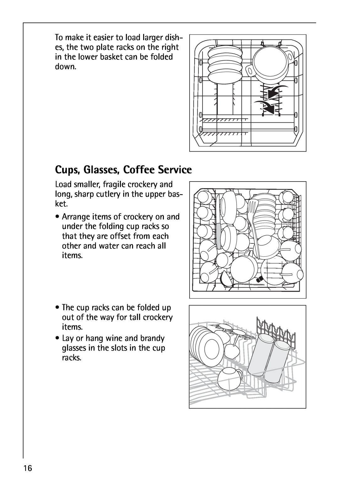 AEG 40850 manual Cups, Glasses, Coffee Service 