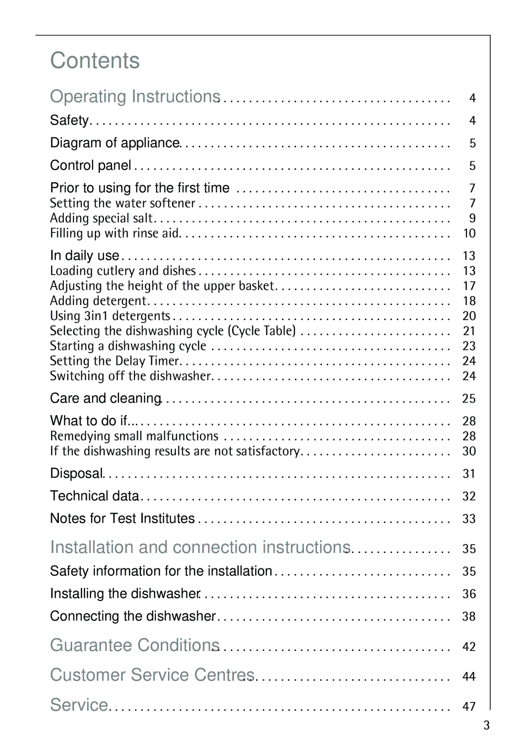 AEG 40860 manual Contents 