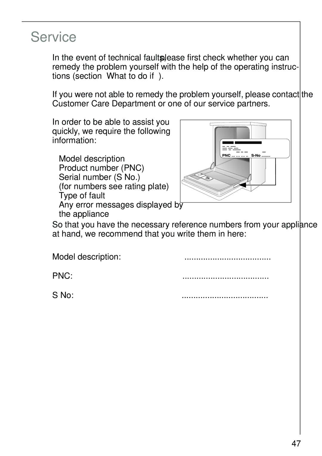 AEG 40860 manual Service 