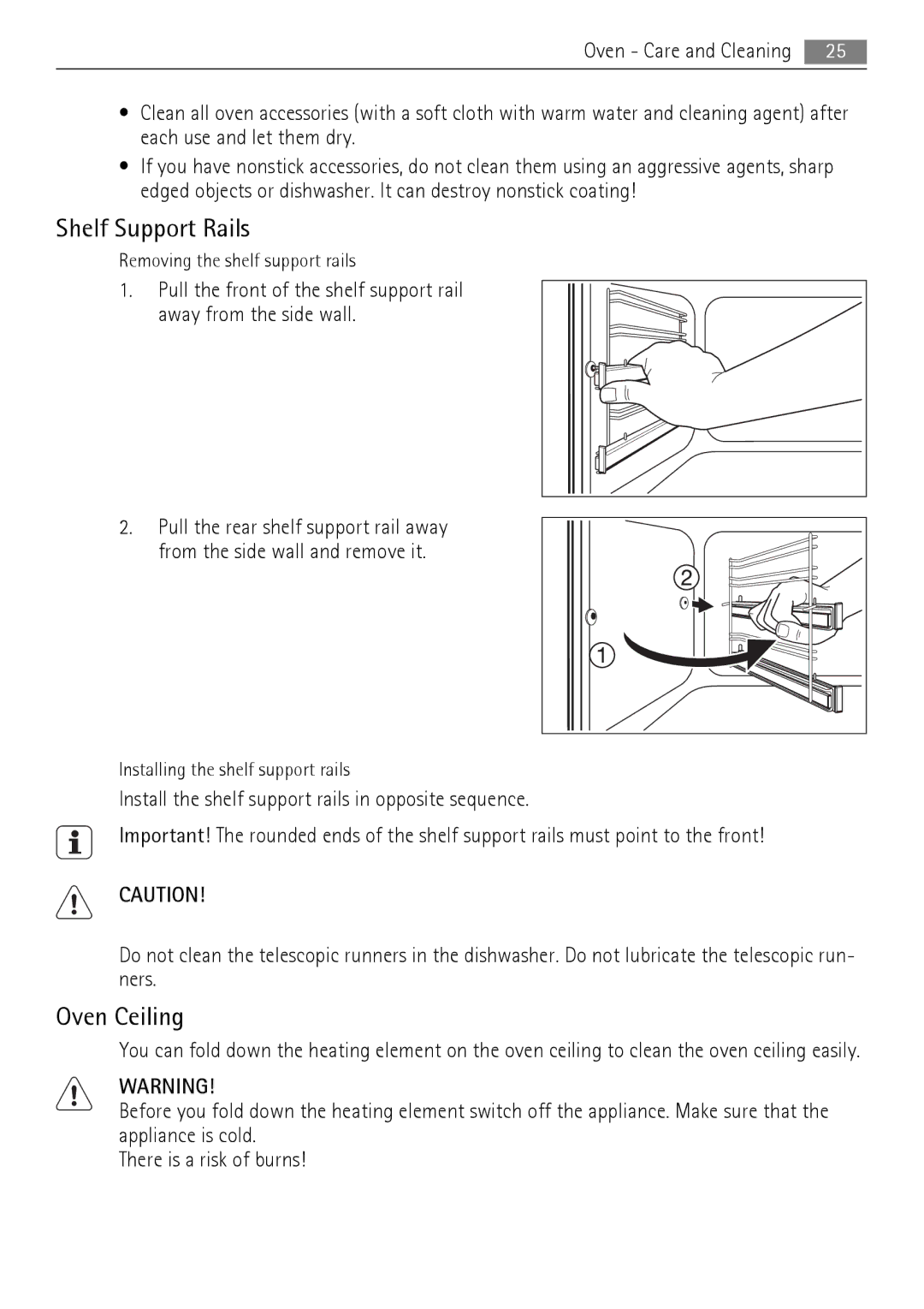 AEG 41056VH-MN user manual Shelf Support Rails, Oven Ceiling 