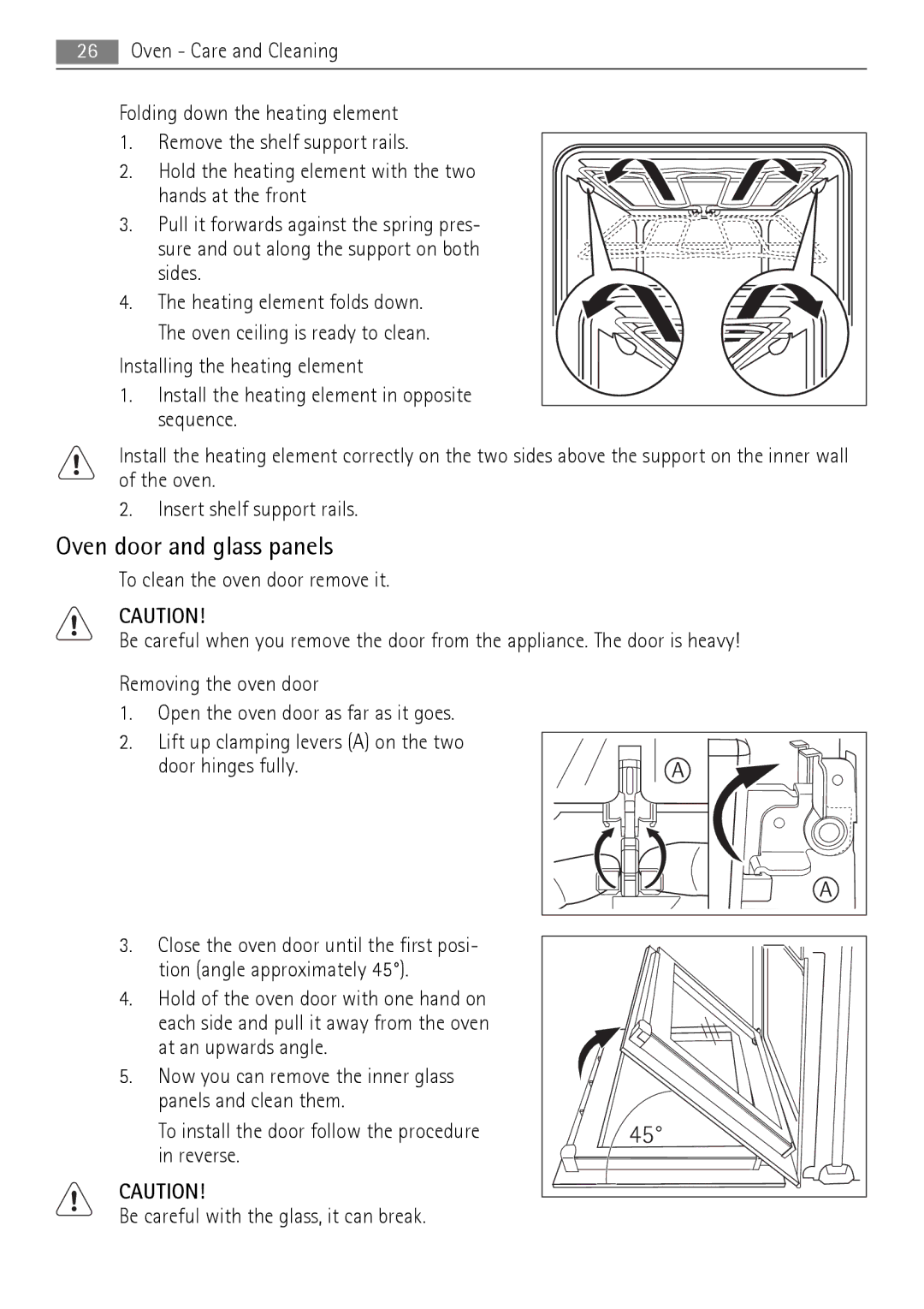 AEG 41056VH-MN user manual Oven door and glass panels 