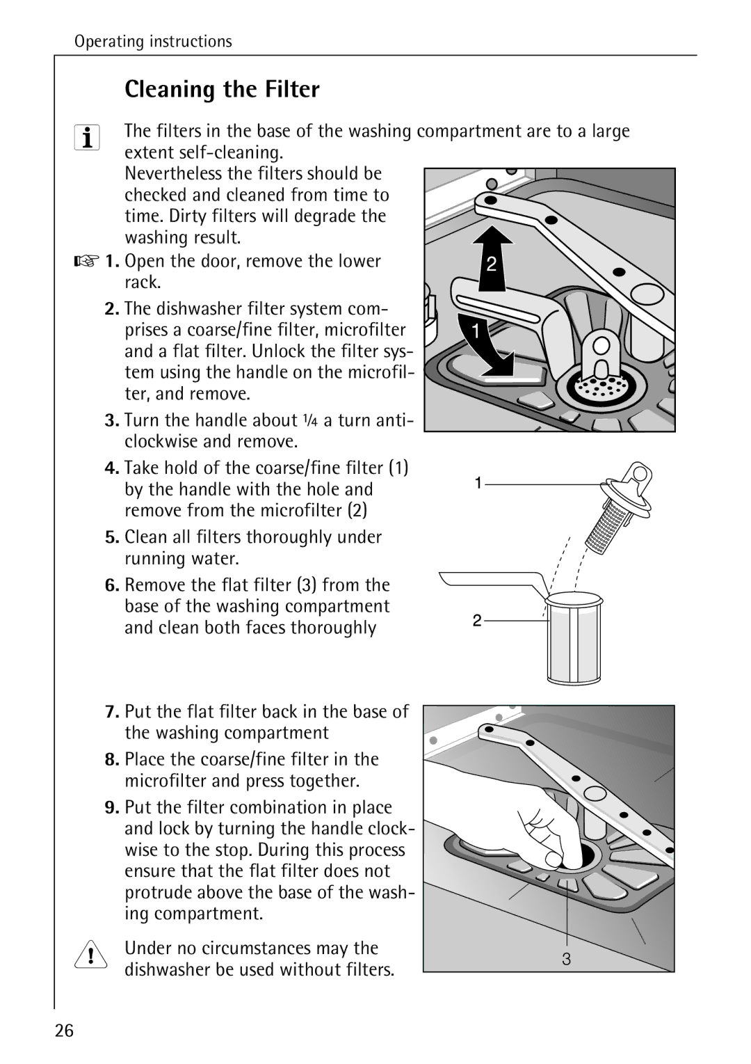 AEG 4270 I manual Cleaning the Filter 