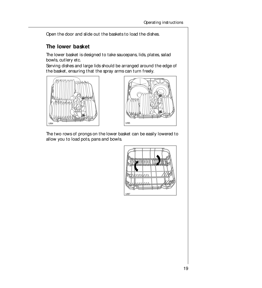 AEG 44060 VIL manual Lower basket 