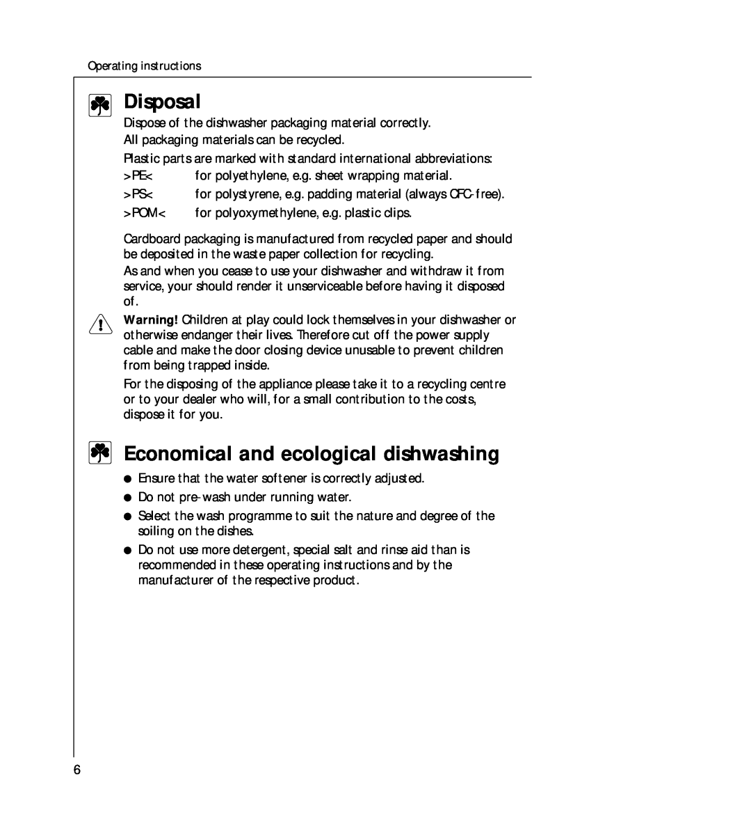 AEG 44060 VIL manual Disposal, Economical and ecological dishwashing 
