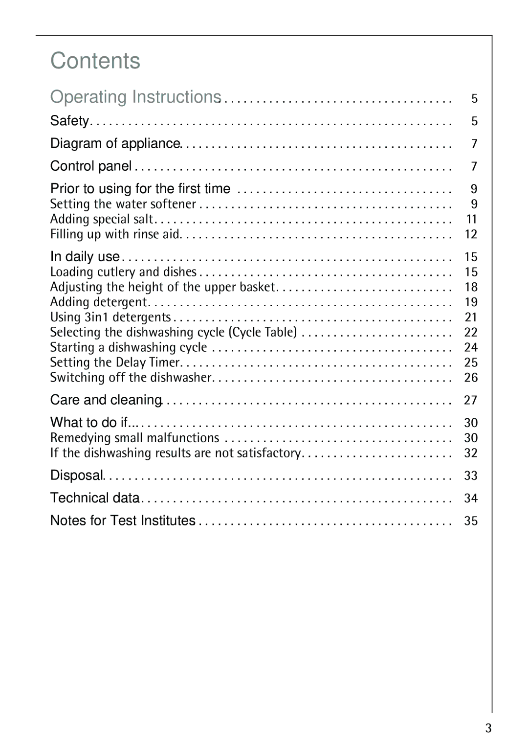 AEG 44080 I manual Contents 