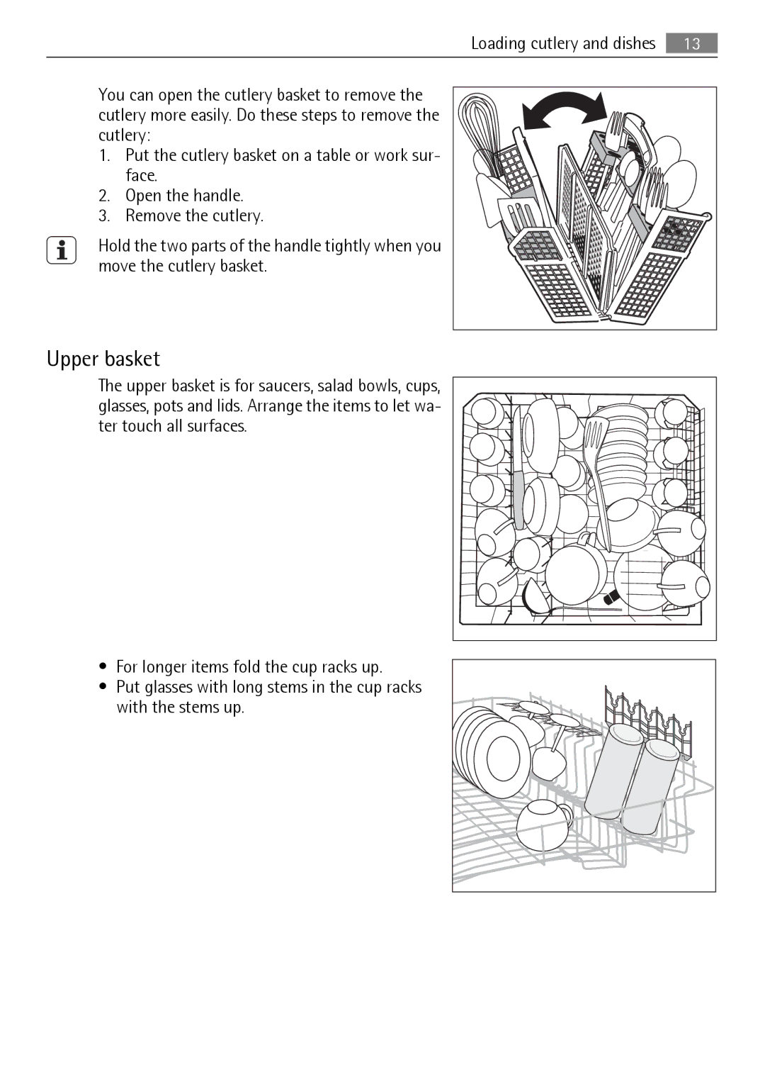 AEG 45003 user manual Upper basket 