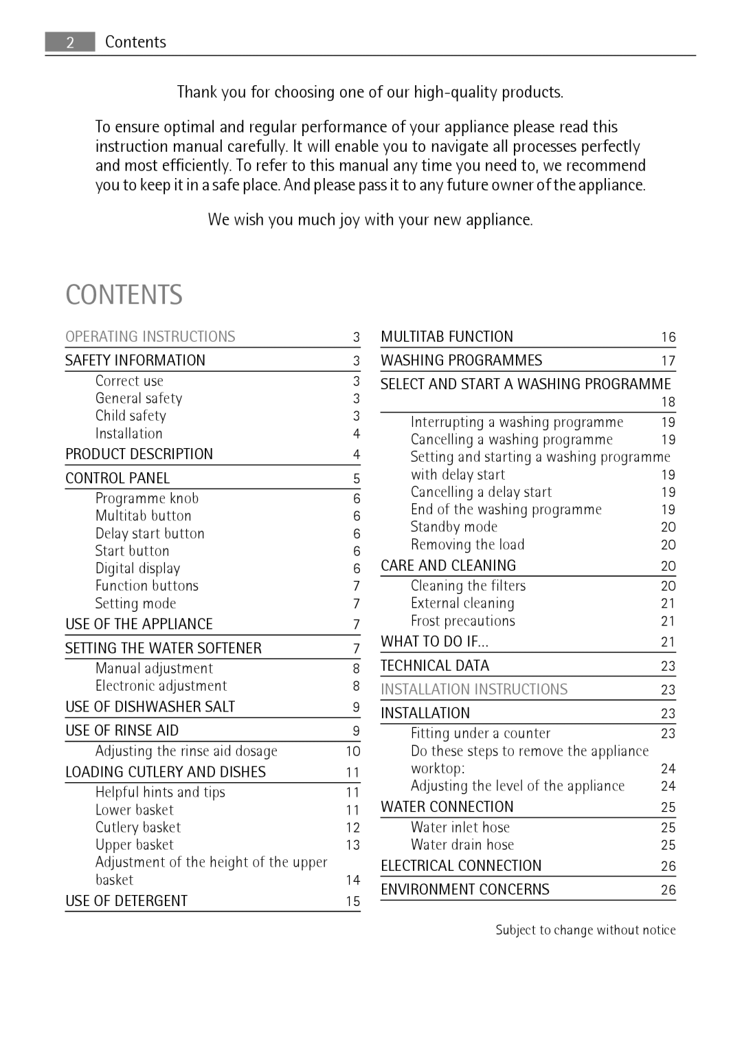 AEG 45003 user manual Contents 