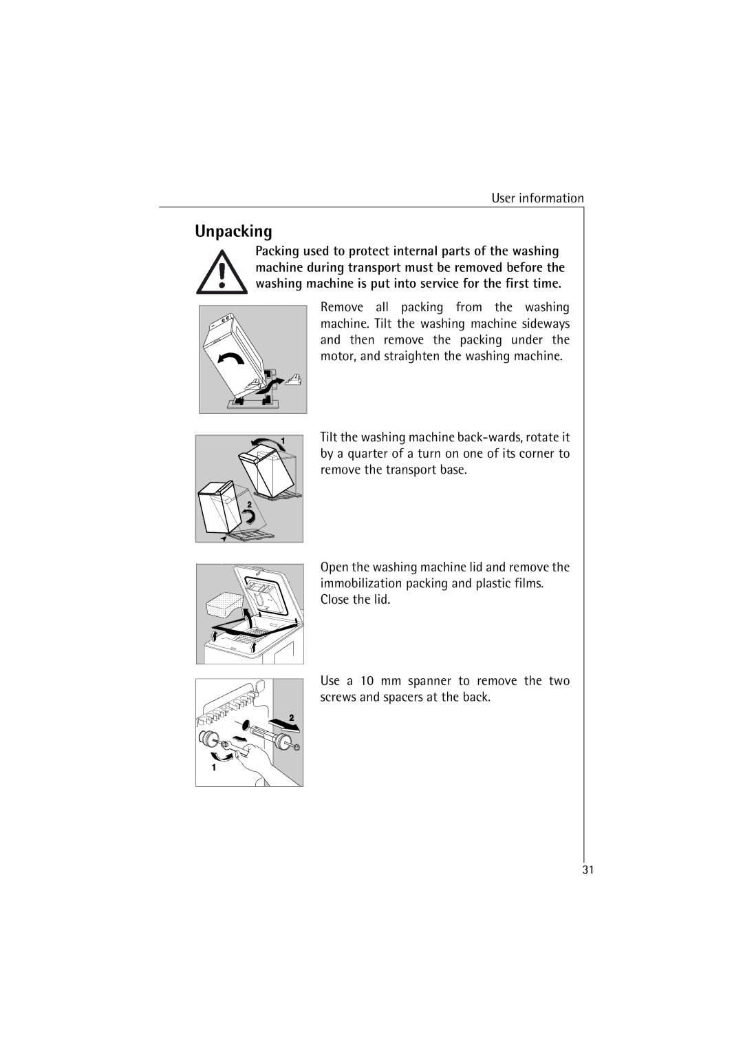 AEG 4520 manual Unpacking 